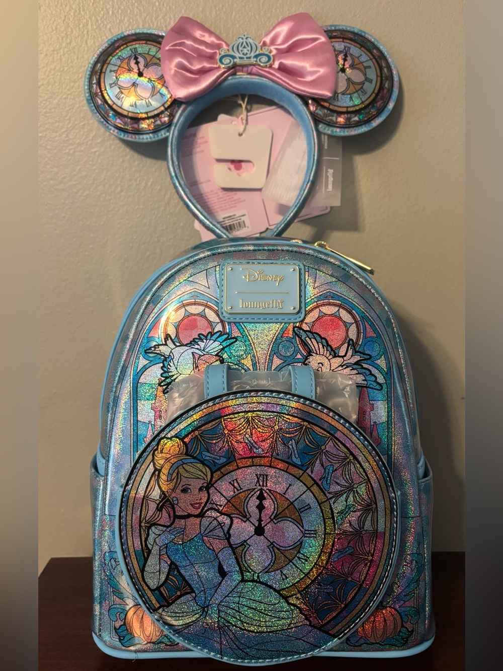 Loungefly Stained Glass Cinderella Backpack with Matching Ears